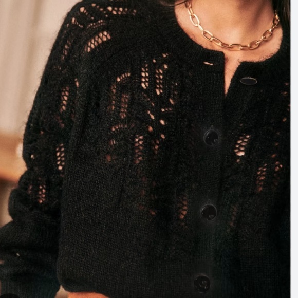 Sezane La Maille Tonio black cardigan sweater size M - Picture 4 of 14